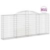 vidaXL Gabionen mit Hochbogen 11 Stk 300x30x120/140cm Verzinktes Eisen