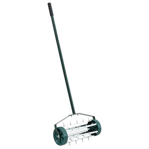 vidaXL Rasenroller mit Luftungszangen Gr&uuml;n 127,5 x 44 cm Stahl