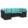 vidaXL Garten-Sofa-Set mit Speicher 6 pcs Schwarz Poly Rattan