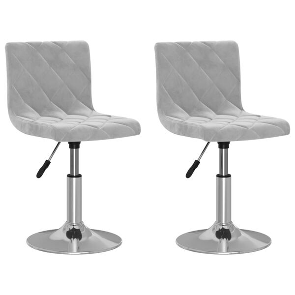 vidaXL Esszimmerst&uuml;hle 2 Stk. Drehbar Hellgrau Samt