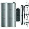 vidaXL Zaun mit Pfosten Gr&uuml;n 0,8 x 25 m Stahl und PVC
