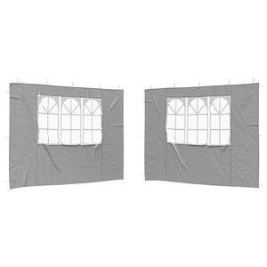 vidaXL Partyzelt-Seitenteil 2 Stk. 300 x 195 cm Hellgrau PE und Stahl