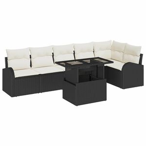vidaXL Gartensofa-set 7 stk. Schwarz und Creme Poly-Rattan