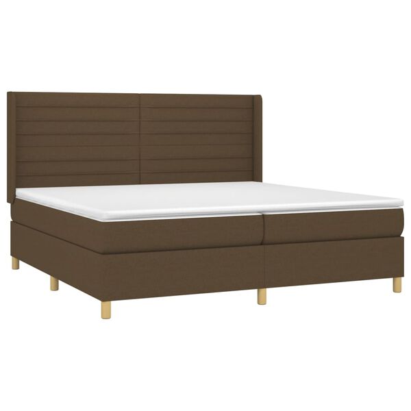 vidaXL Boxspringbett mit Matratze & LED Dunkelbraun 200x200 cm Stoff
