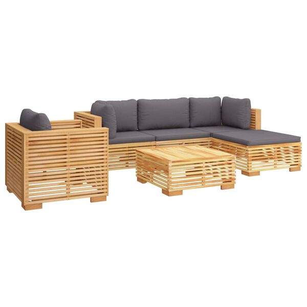 vidaXL 6-tlg. Garten-Lounge-Set mit Kissen Massivholz Teak