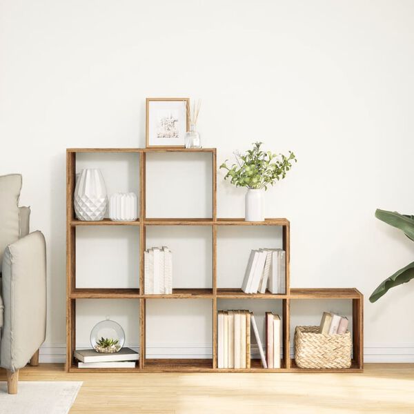 vidaXL Raumteiler-B&uuml;cherregal 3 Stufen Altholz-Optik 137,5x29x103,5 cm