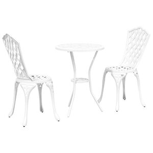 vidaXL Garten Bistro Set 3 pcs Weiß Aluminium