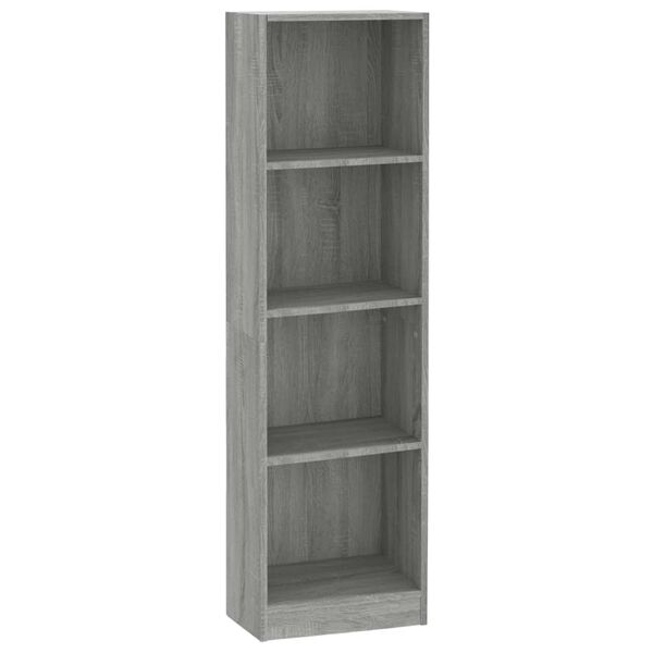 vidaXL B&uuml;cherregal 4 F&auml;cher Grau Sonoma 40x24x143 cm Holzwerkstoff