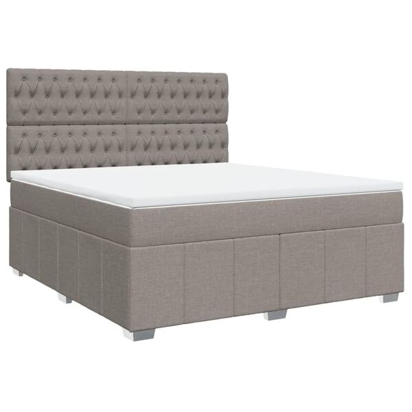 vidaXL Boxspringbett mit Matratze Taupe 180x200 cm Stoff