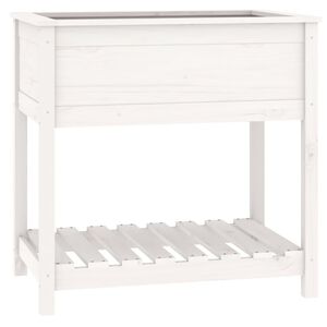 vidaXL Pflanzk&uuml;bel mit Ablage Wei&szlig; 82,5x54x81 cm Massivholz Kiefer