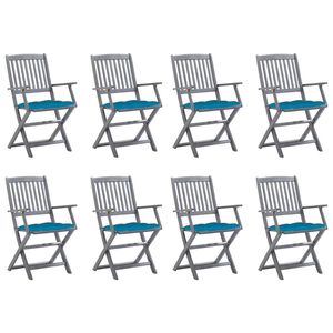 vidaXL Klappbare Gartenst&uuml;hle 8 Stk. mit Kissen Massivholz Akazie