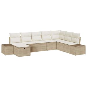 vidaXL Gartensofa-set mit Kissen 8 pcs Beige Poly-Rattan