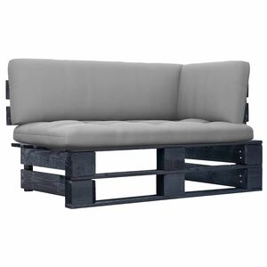 vidaXL Garten-Ecksofa aus Paletten Schwarz Impr&auml;gniertes Kiefernholz