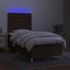 vidaXL Boxspringbett mit Matratze & LED Dunkelbraun 90x200 cm Stoff