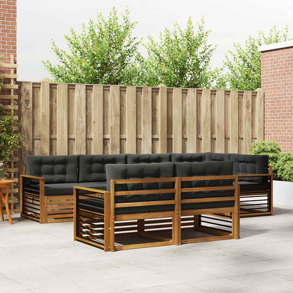 vidaXL Outdoor-Sofagarnitur mit Kissen 7 pcs Natur und Anthrazit