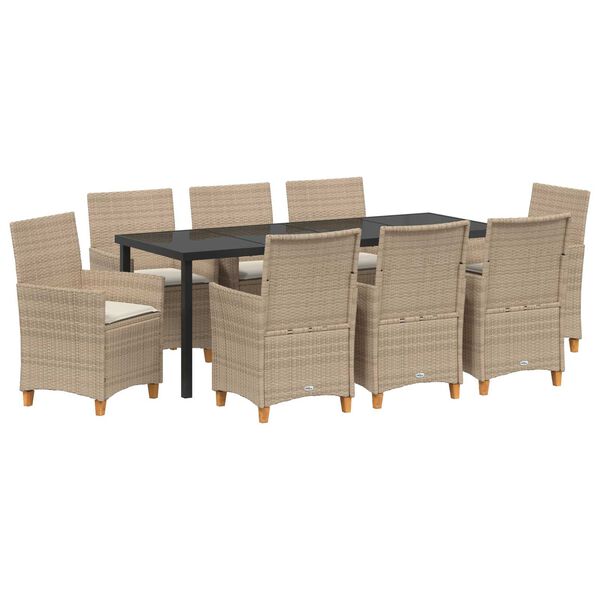 vidaXL Garten Essgruppe 9 pcs Beige Poly-Rattan