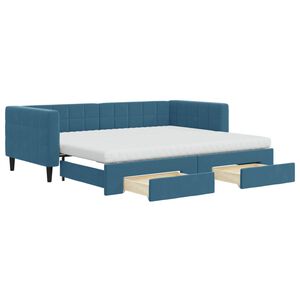 vidaXL Tagesbett Ausziehbar mit Schubladen Blau 90x200 cm Samt