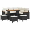 vidaXL Garten-Sofa-Set mit Kissen mit Speicher Schwarz Poly Rattan