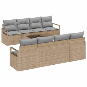 vidaXL Sofa Set 7 Stk. 6-Sitzanzahl Beige und Grau Poly Rattan
