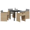 vidaXL Garten Essgruppe 5 pcs Beige Poly-Rattan