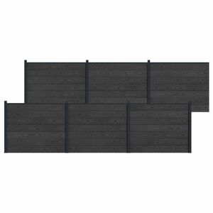 vidaXL Zaunelement 6 pcs WPC und Aluminium Schwarz
