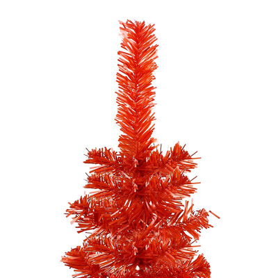vidaXL Weihnachtsbaum Schlank mit Beleuchtung & Kugeln Rot 150 cm