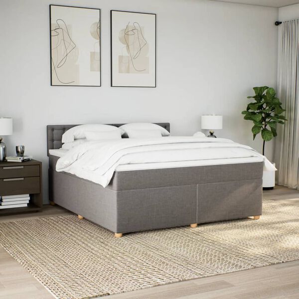 vidaXL Boxspringbett mit Matratze Taupe 180x200 cm Stoff