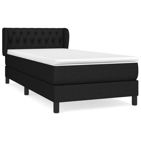 vidaXL Boxspringbett mit Matratze Schwarz 90x200 cm Stoff