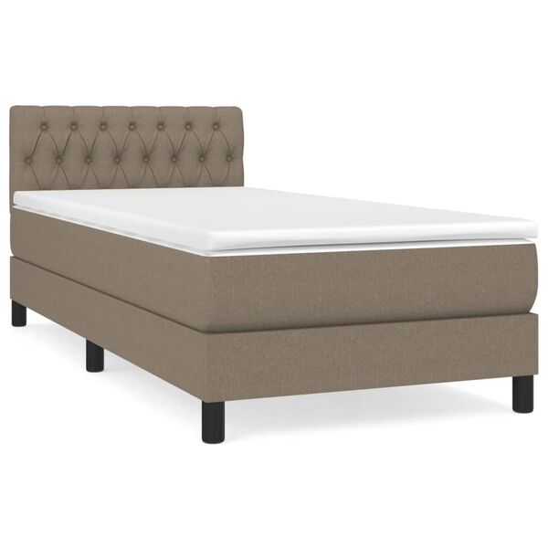 vidaXL Boxspringbett mit Matratze Taupe 90x190 cm Stoff