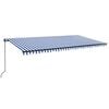 vidaXL Manuelle Markise 6 x 3,5 m Blau-wei&szlig; gestreift 100% Polyester