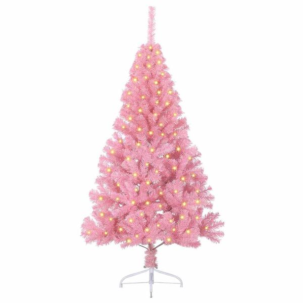 vidaXL K&uuml;nstlicher vorbeleuchteter Weihnachtsbaum Rosa 120 cm PVC