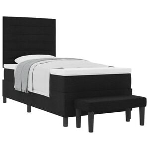 vidaXL Boxspringbett mit Kissen mit Kopfteil Schwarz 80 x 200 cm Stoff