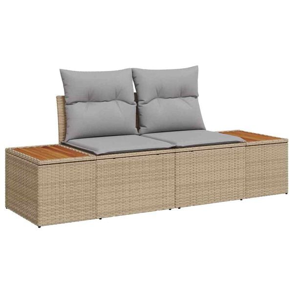 vidaXL Garten-Sofa-Set mit Speicher 10 pcs Beige Poly Rattan