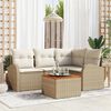 vidaXL Gartensofa-set mit Kissen 5 pcs Beige Poly-Rattan