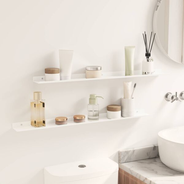 vidaXL Schwebendes Regal Wandmontiert 2 pcs Wei&szlig; 80 x 9 x 2,5 cm Stahl