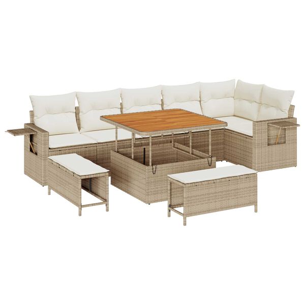 vidaXL Garten-Sofa-Set 9 pcs Beige Poly-Rattan