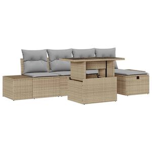vidaXL Garten-Sofa-Set 6 pcs Beige Poly-Rattan