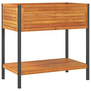 vidaXL Pflanzk&uuml;bel mit Ablage 80x45x80 cm Massivholz Akazie und Stahl