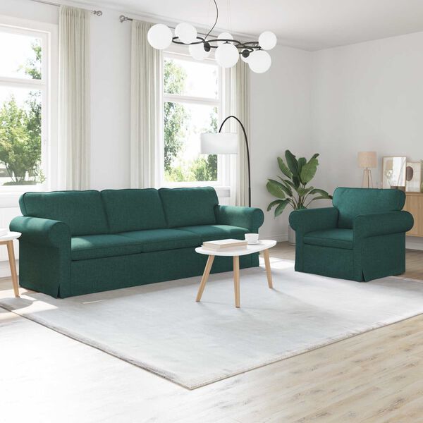 vidaXL Sofa 210cm 2 pcs Dunkelgr&uuml;n Metall