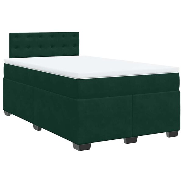 vidaXL Boxspringbett mit Matratze Dunkelgr&uuml;n 120x190 cm Samt