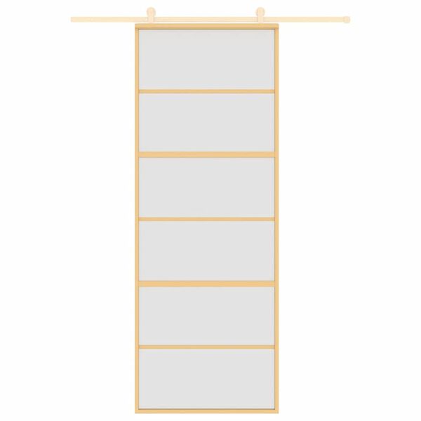 vidaXL Schiebet&uuml;r Golden 76x205 cm Matt ESG-Glas und Aluminium