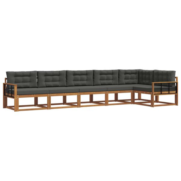 vidaXL Outdoor-Sofagarnitur mit Kissen 6 pcs Natur und Anthrazit