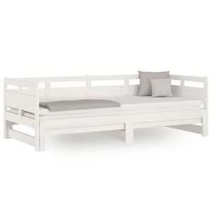 vidaXL Tagesbett Ausziehbar Wei&szlig; Massivholz Kiefer 2x(90x200) cm