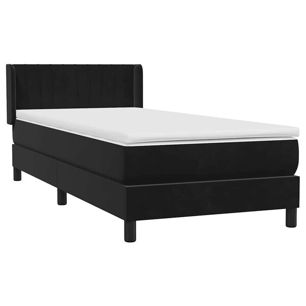 vidaXL Boxspringbett mit Matratze Schwarz 90x220 cm Samt