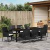 vidaXL Garten Essgruppe mit Kissen 9 pcs Schwarz Poly-Rattan