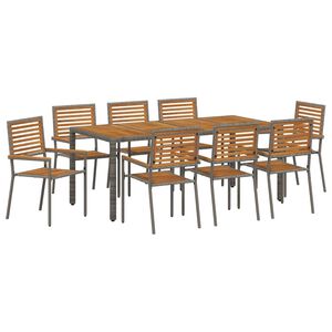 vidaXL Garten Essgruppe 9 pcs Grau und Braun Poly-Rattan