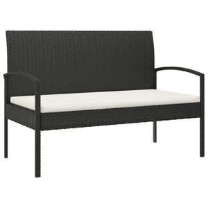 vidaXL Gartenbank mit Kissen Schwarz 105 cm Poly Rattan