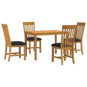 vidaXL Essgruppe 5 stk. Schwarz Massivholz Eiche