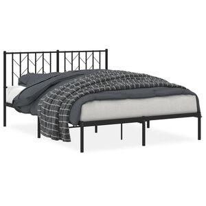 vidaXL Bettgestell mit Kopfteil Metall Schwarz 140x190 cm