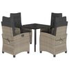 vidaXL 5-tlg. Garten-Essgruppe mit Kissen Hellgrau Poly Rattan